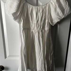 Elegant White Puff Sleeve Dress